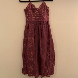 Red Lace Midi Dress